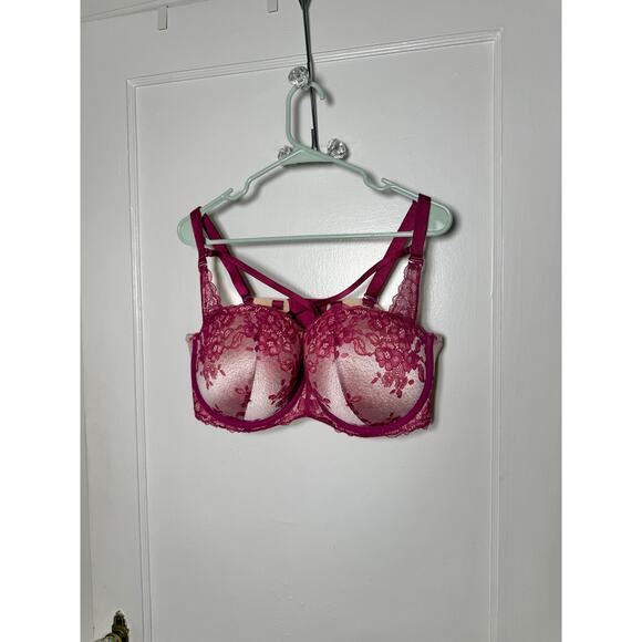Torrid Curve Red Lace Strappy Push Up Plunge Bra Underwire Sexy Women's 42 DD - Picture 2 of 10